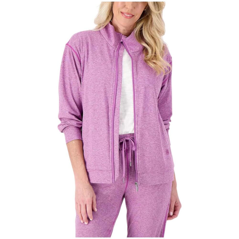 Gymwrap Women's Heathered Knit Zip-Up Jacket w/ Side Pockets Dahlia - Regular